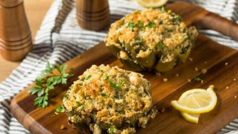 Carciofi ripieni al forno con patate