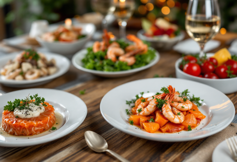 Antipasti di pesce per cena di Natale