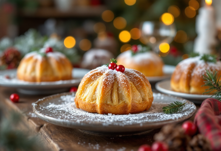 Panettone e pandoro in vetrina durante le festività natalizie