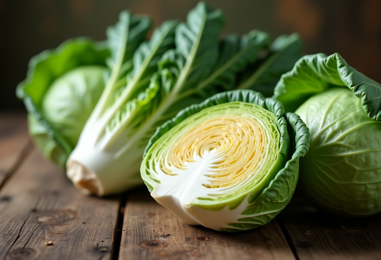 Verza fresca pronta per ricette salutari e gustose