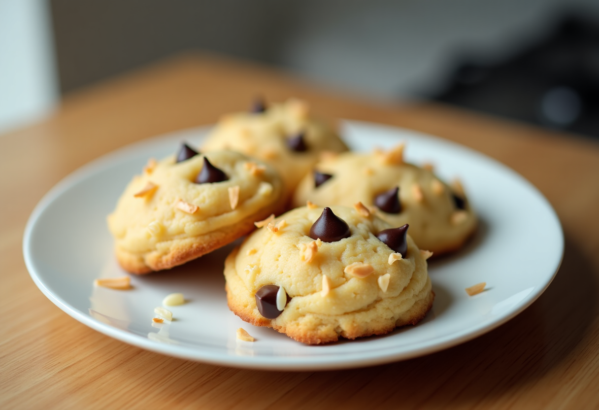 Biscotti morbidi al cocco appena sfornati