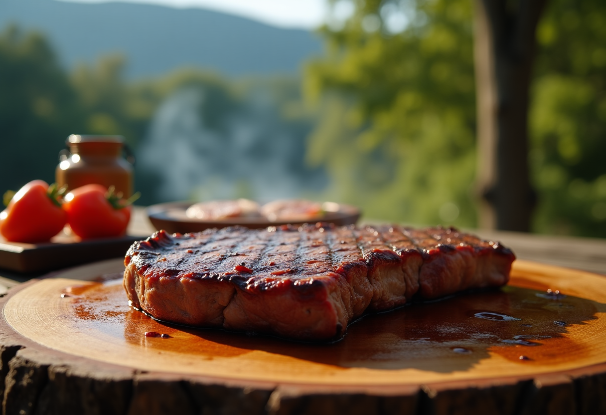 Bistecca ai ferri succulenta pronta da servire