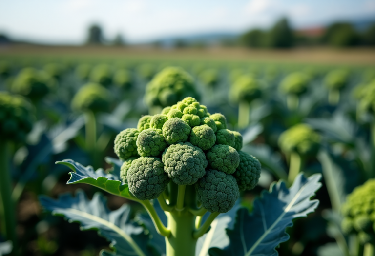 Broccolo romanesco fresco su sfondo bianco