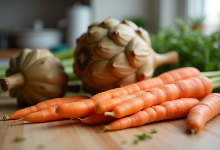 Brodo di carota e topinambur servito in una ciotola