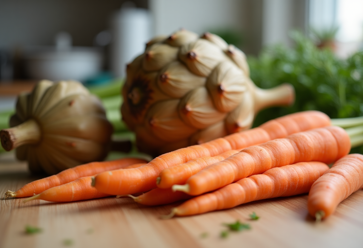 Brodo di carota e topinambur servito in una ciotola