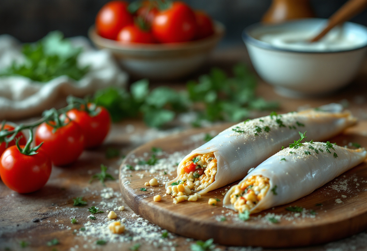 Calamari ripieni con crema di friselle gourmet