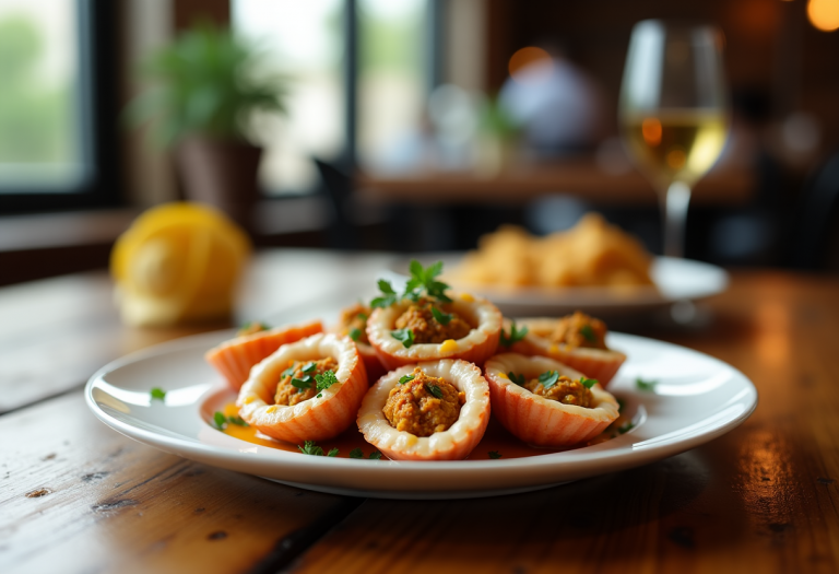 Calamari ripieni preparati secondo la ricetta tradizionale