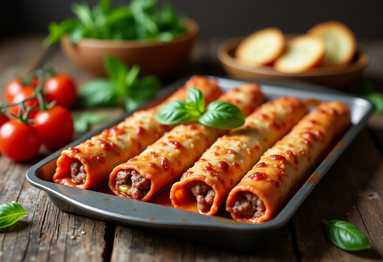 Deliziosi cannelloni di carne pronti per il pranzo