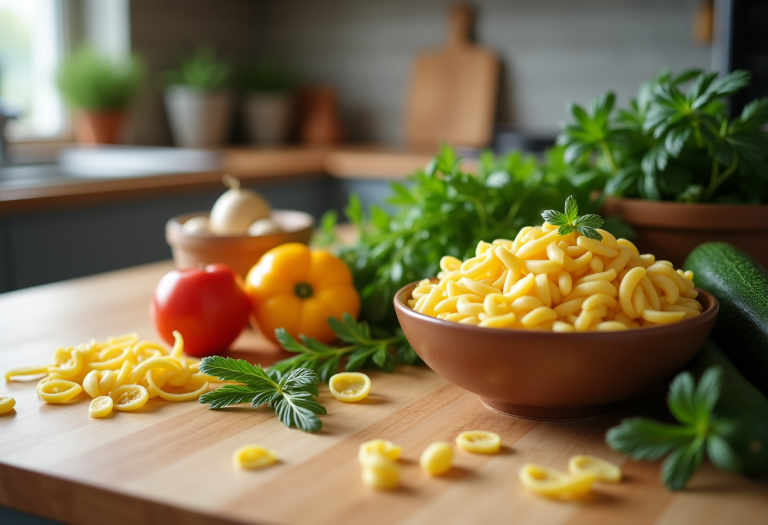 Immagine di una cena autunnale in famiglia con piatti gustosi