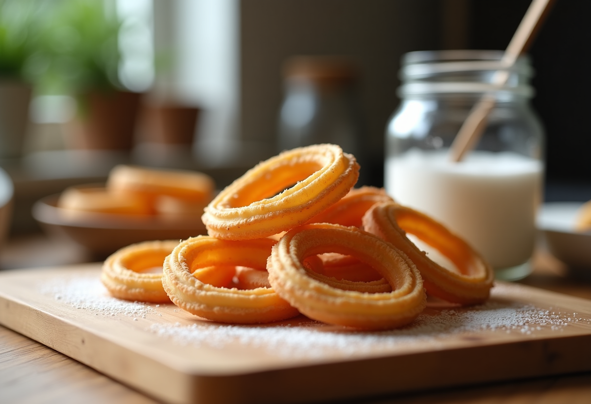 Churros senza glutine appena fritti con zucchero