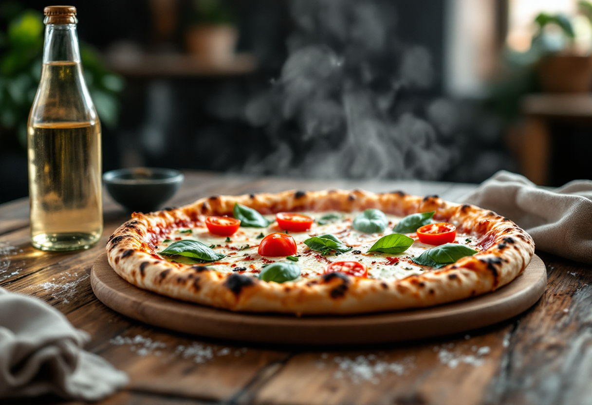 Pizza e bibita in un ristorante italiano