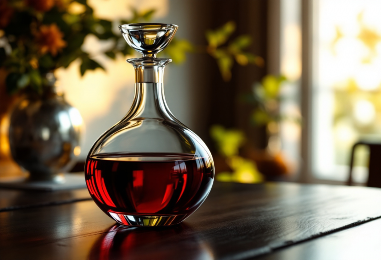 Decanter elegante in vetro per il vino rosso