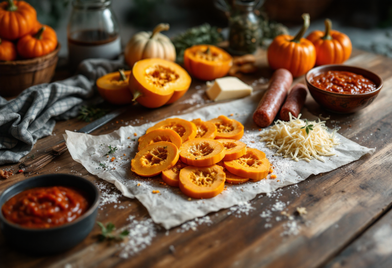 Lasagne di zucca con formaggio e spezie autunnali