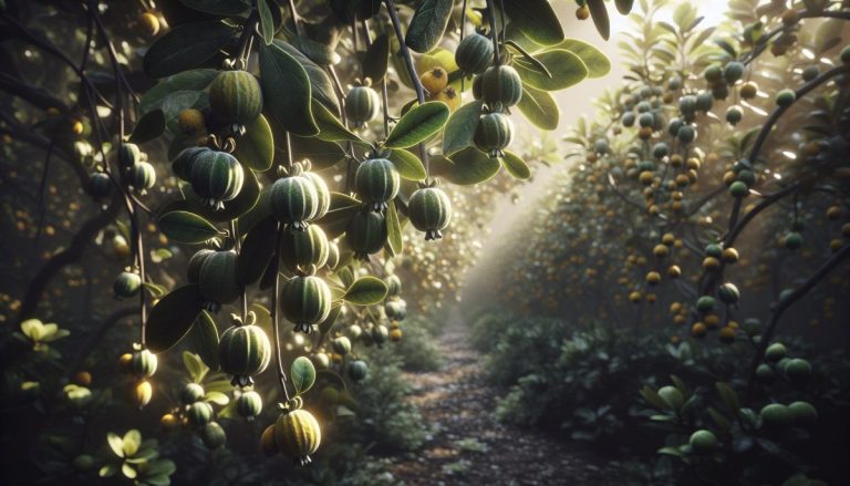 Feijoa fresca su sfondo verde, simbolo di salute