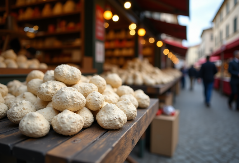 Fiera mondiale del tartufo bianco d'Alba con piatti gourmet