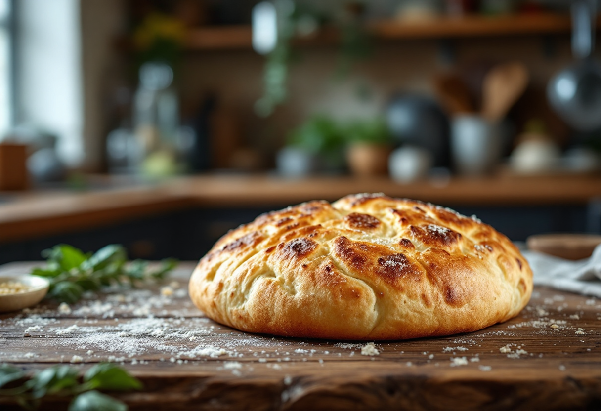 Focaccia appena sfornata con lievito istantaneo