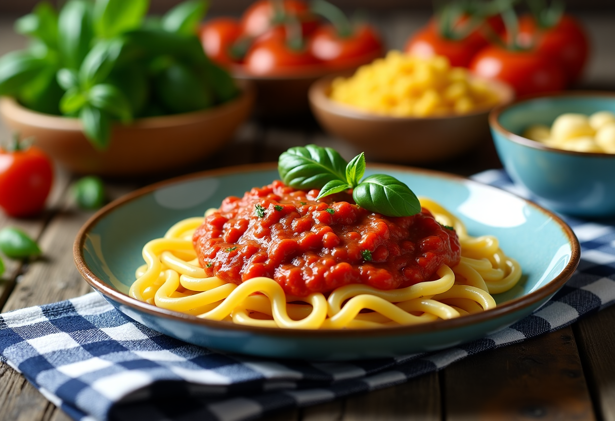 Deliziosi fusilli con sugo tradizionale italiano