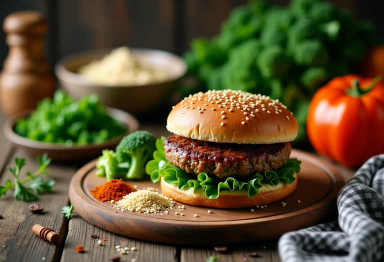 Deliziosi hamburger di broccoli vegani pronti da gustare