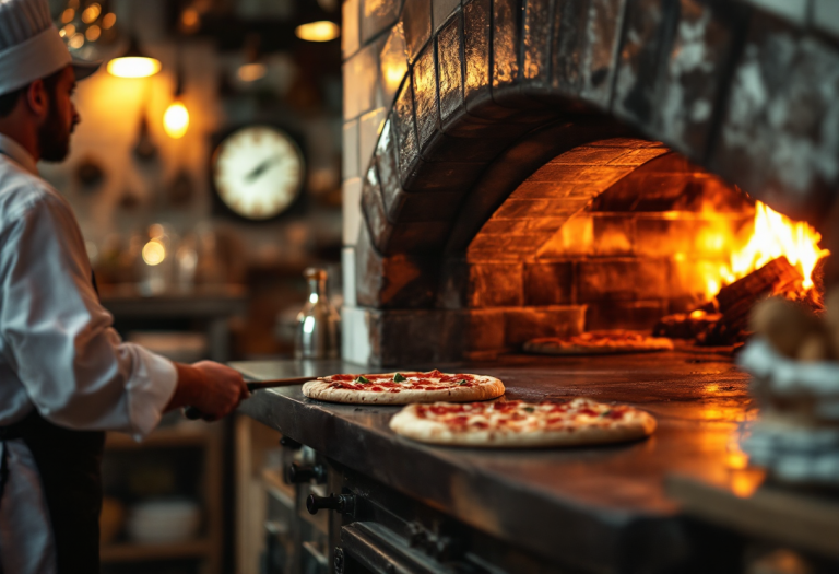 Pizze artigianali in una pizzeria napoletana