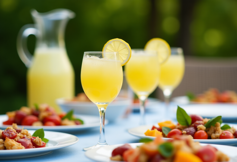 Un fresco limoncello spritz servito in un bicchiere elegante