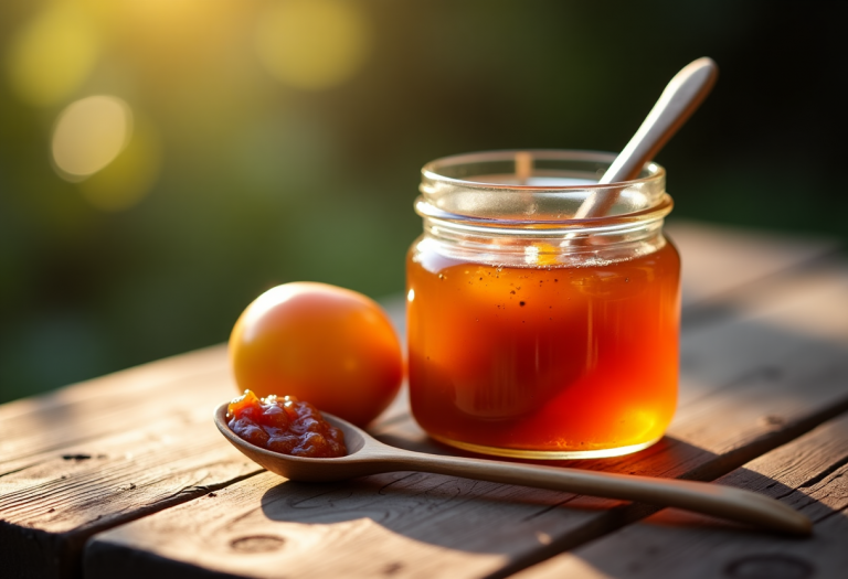 Barattolo di marmellata di mandarini cinesi su sfondo bianco