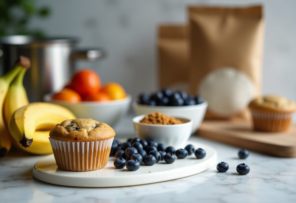 Muffin vegani freschi su un piatto decorativo