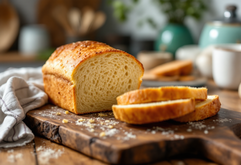 Fette di pancarré con ingredienti freschi in cucina