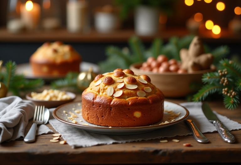 Panettone tradizionale decorato per le festività natalizie