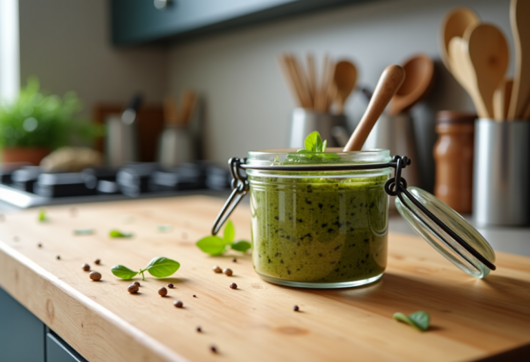 Pasta cremosa con pesto di pistacchi e ricotta fresca