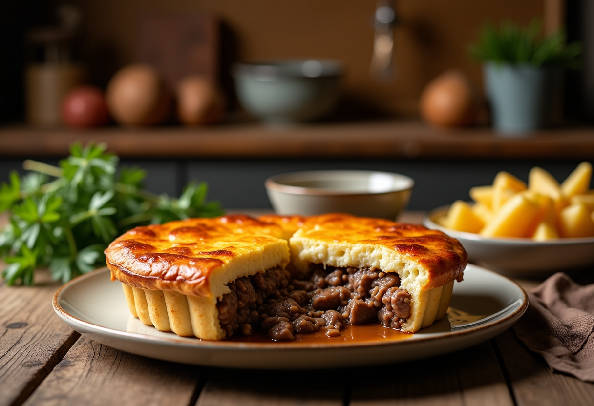 Pasticcio di manzo e patate appena sfornato