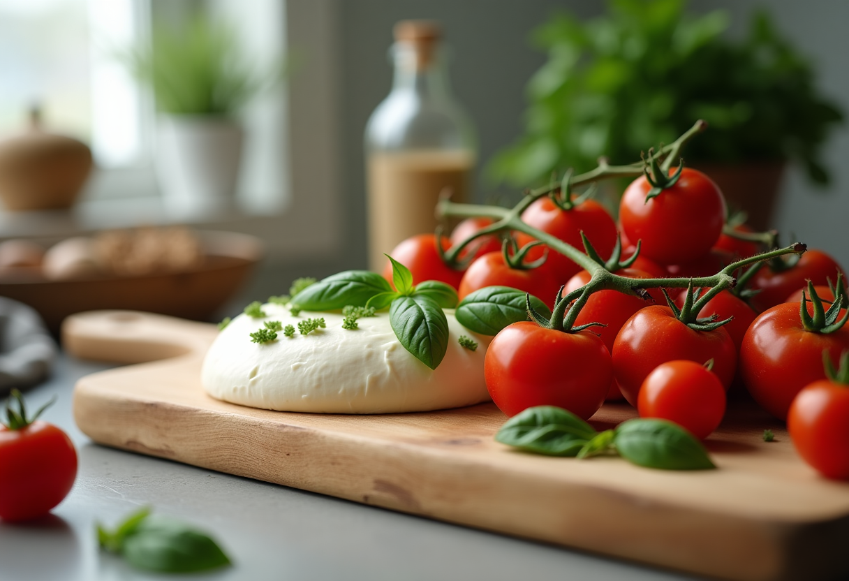 Pizza margherita con bufala fresca e basilico