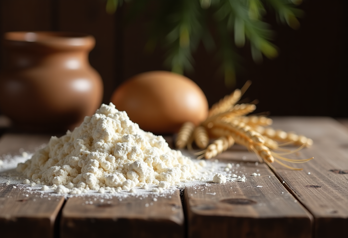 Pane di grano duro appena sfornato su un tavolo di legno