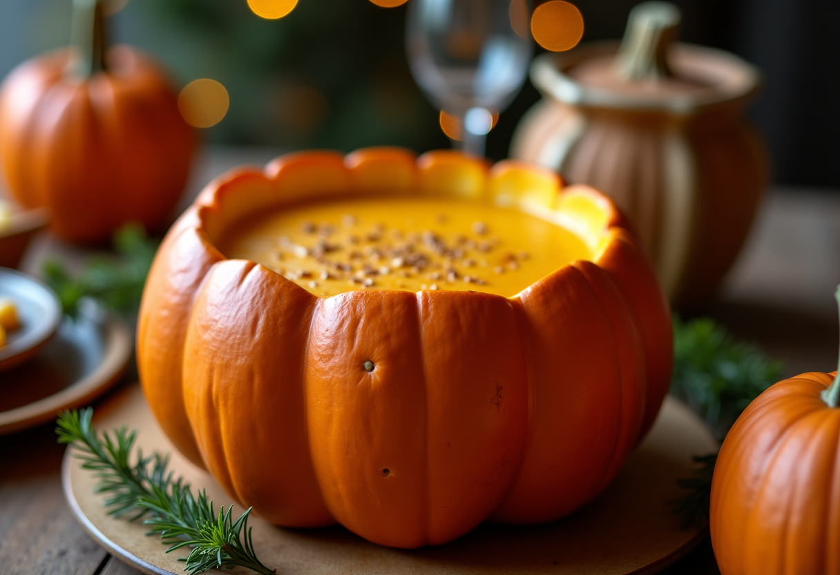 Zucca di pane con fonduta di capra per Natale