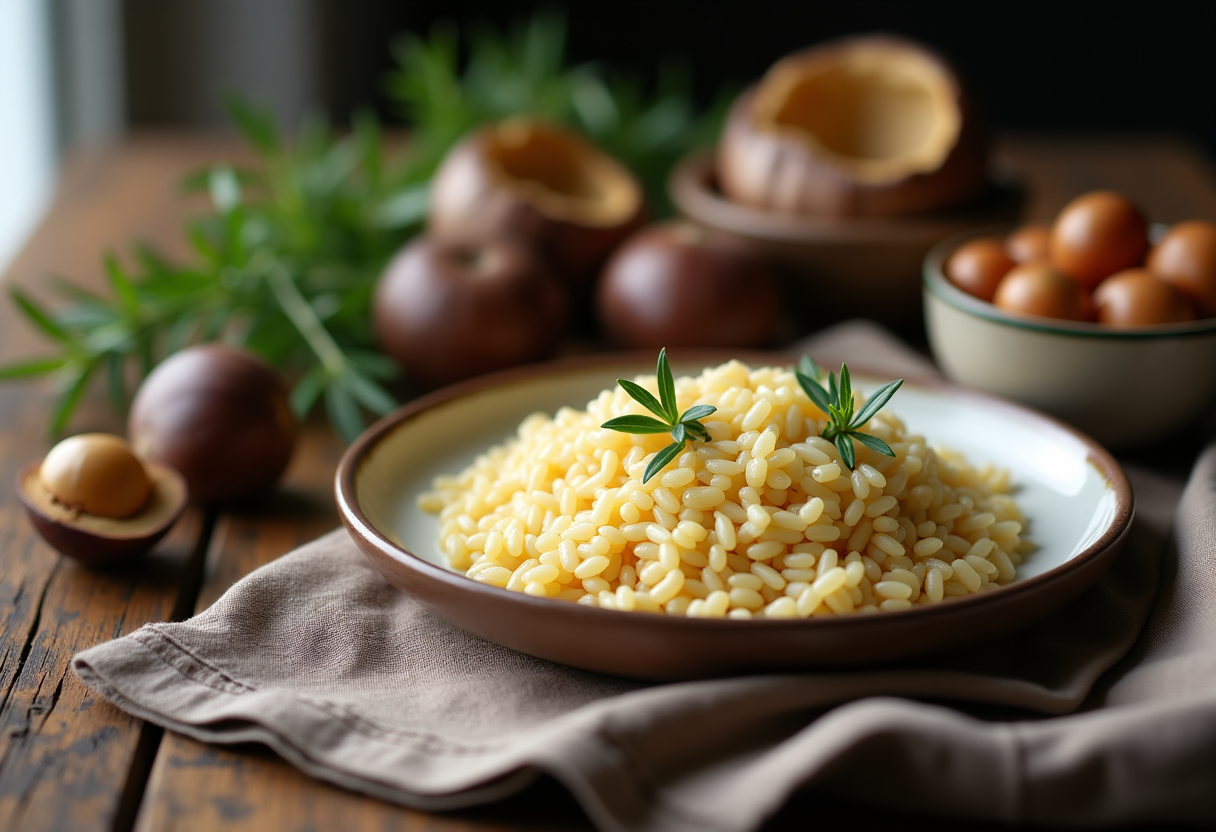 Risotto cremoso con castagne e ingredienti autunnali