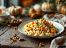 Risotto autunnale con zucca, gorgonzola e noci