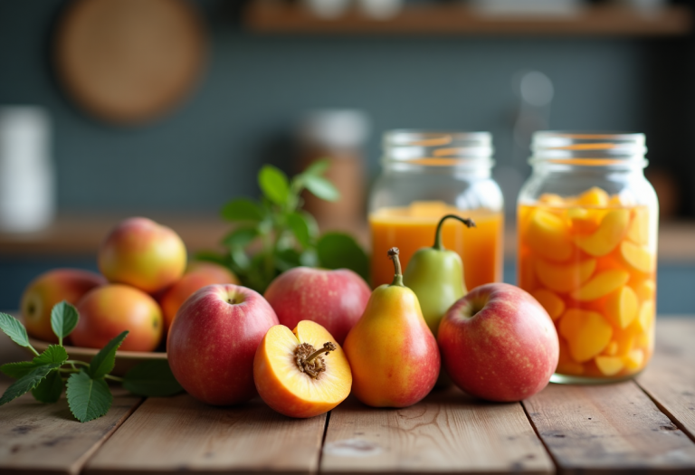 Frutta sciroppata colorata e deliziosa per l'autunno