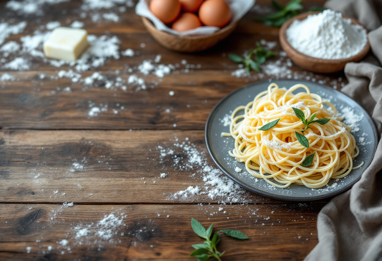 Pasta tajarin con burro di montagna e foglie di salvia