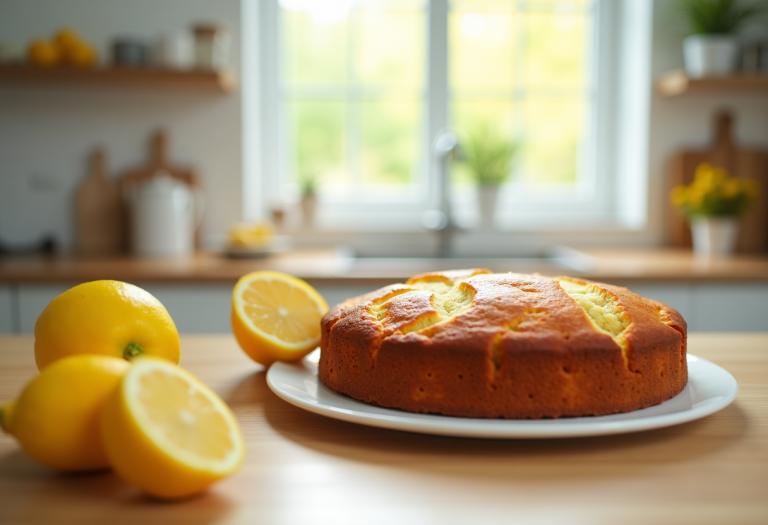 Torta al limone fresca e soffice pronta da servire