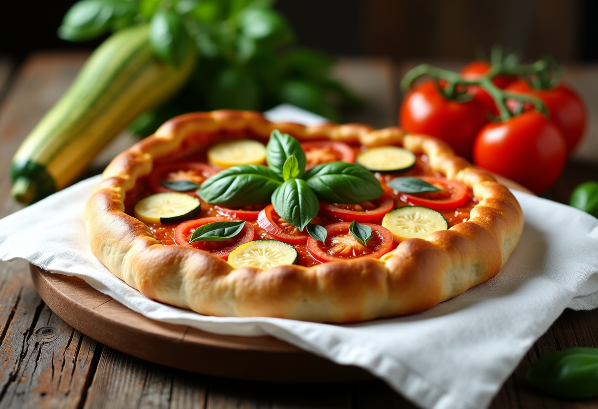 Torta salata farcita con scamorza e verdure fresche