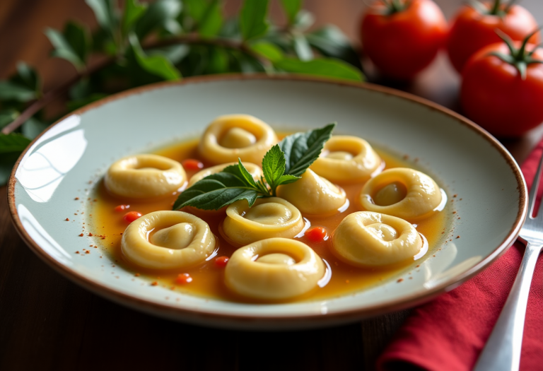 Tortellini in brodo preparati da Bruno Barbieri