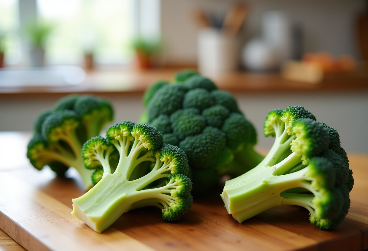 Gambi di broccolo freschi pronti per la cucina