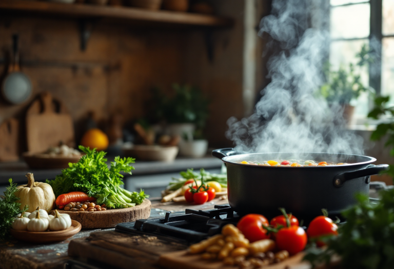 Zuppa alla casalenga servita in una ciotola rustica