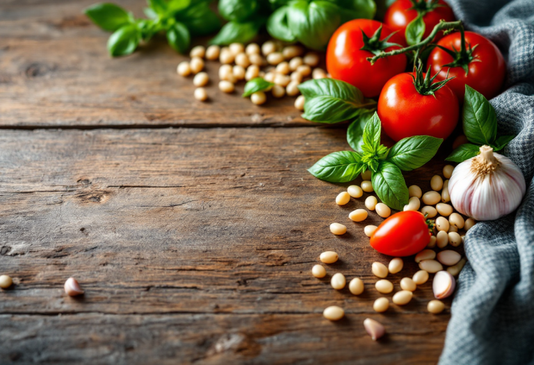 Zuppa di fagioli servita in una ciotola rustica