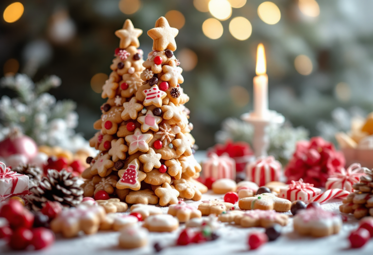 Albero di Natale commestibile decorato con dolci