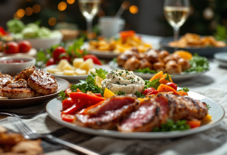 Antipasti festivi vegetariani e di carne per la vigilia