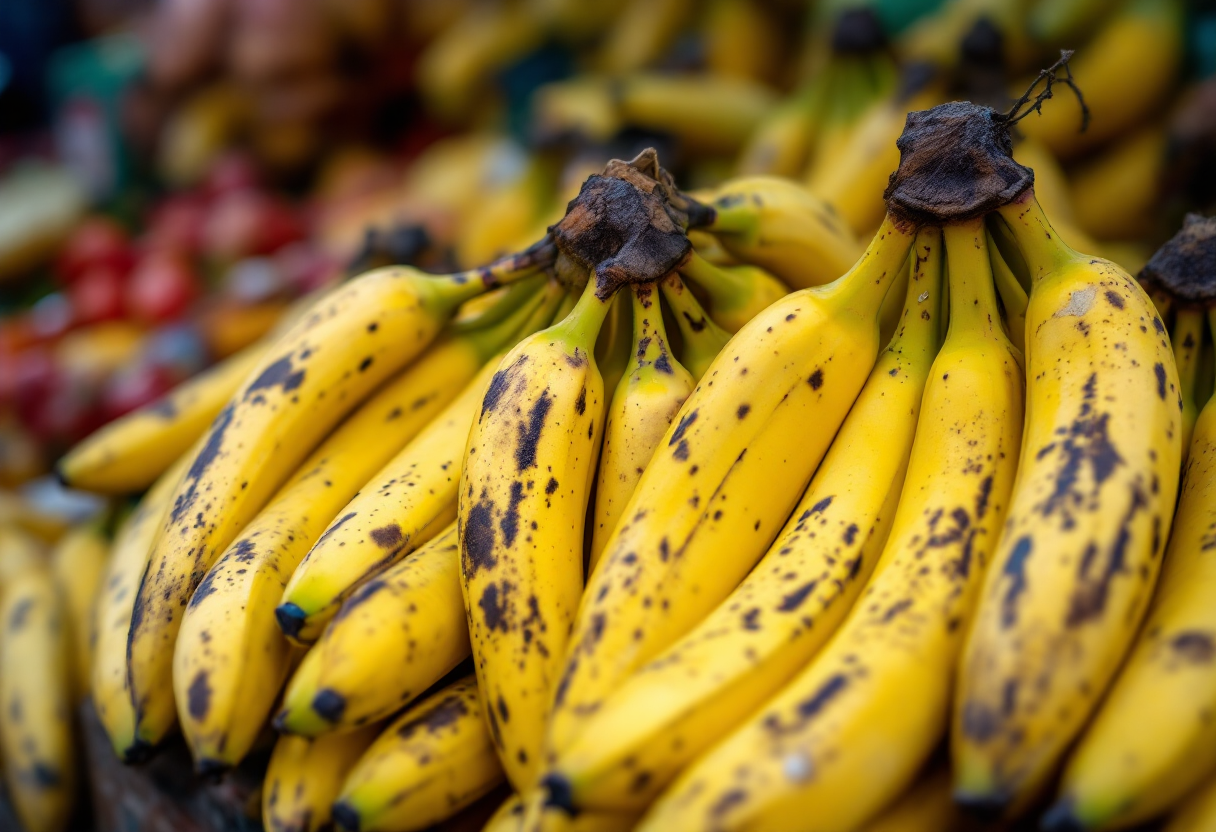 Immagine di banane tristi che simboleggiano lo spreco alimentare