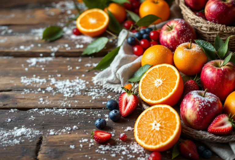 Frutta invernale fresca e colorata per la salute