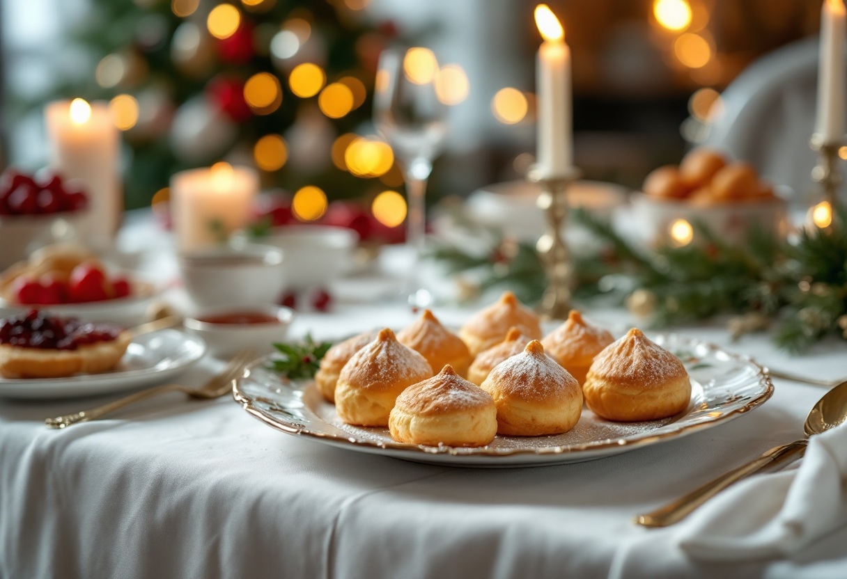 Bignè salati decorati per un antipasto di Natale