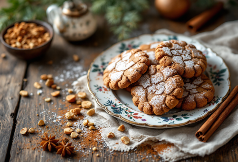 Biscotti alla cannella e zenzero decorati per l'inverno