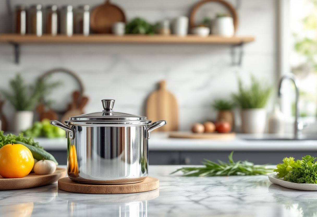 Preparazione di un brodo saporito con pentola a pressione